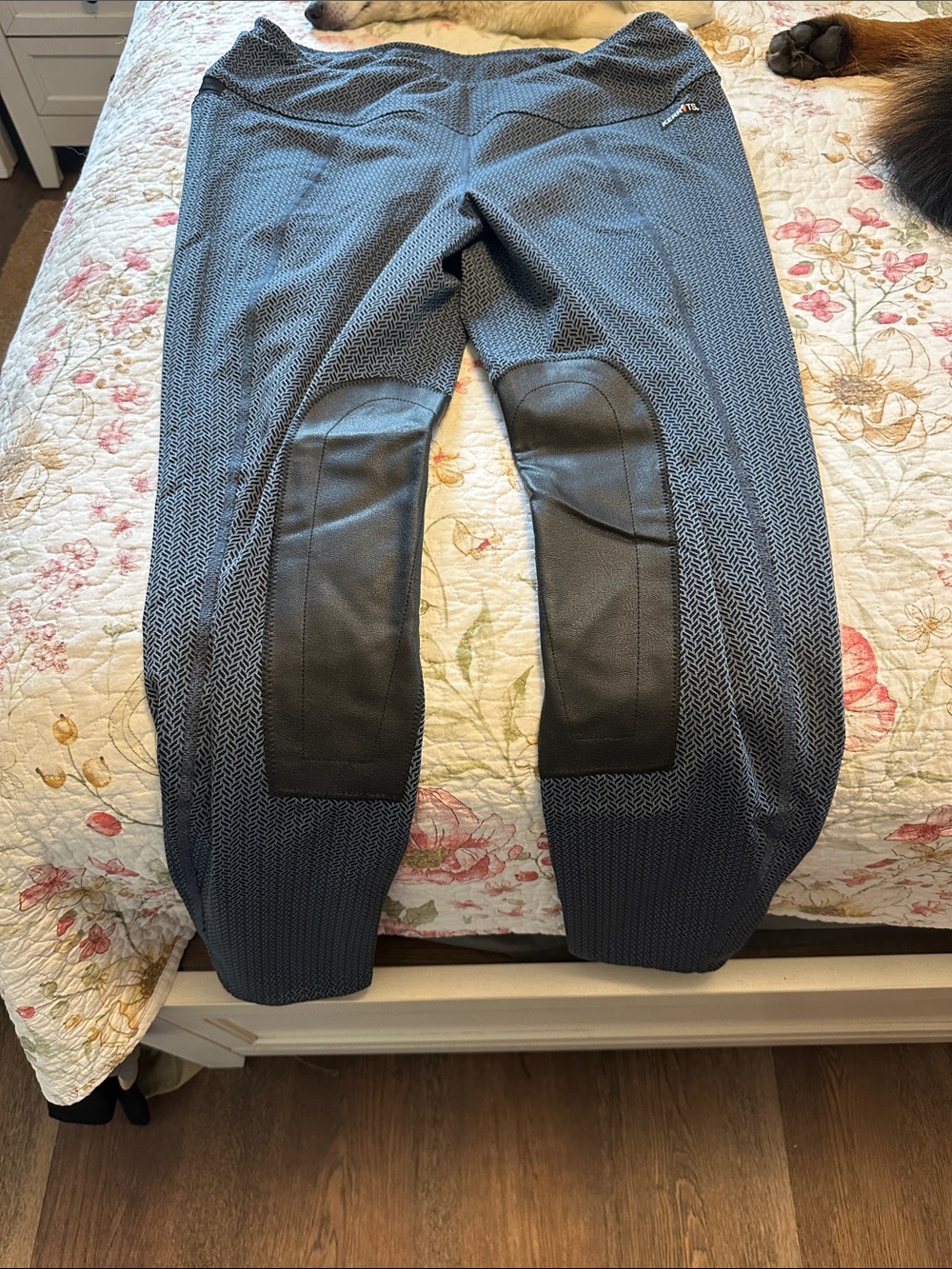 Kerrits Navy Blue Patterned Riding Tights with Black Knee Patches